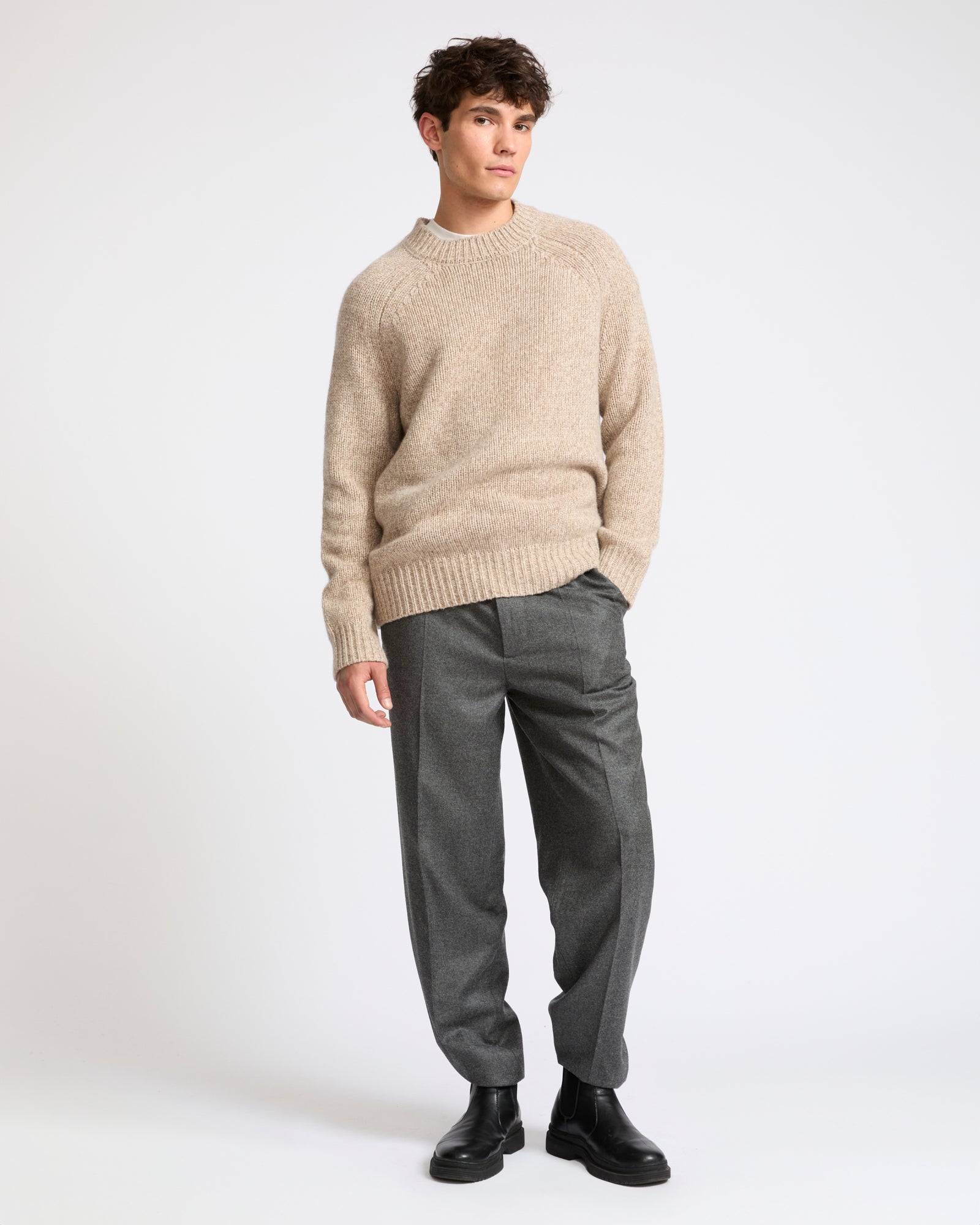 Pull crew neck en maille épaisse 100% cachemire- Yves Salomon - Nouvelle collection Automne Hiver