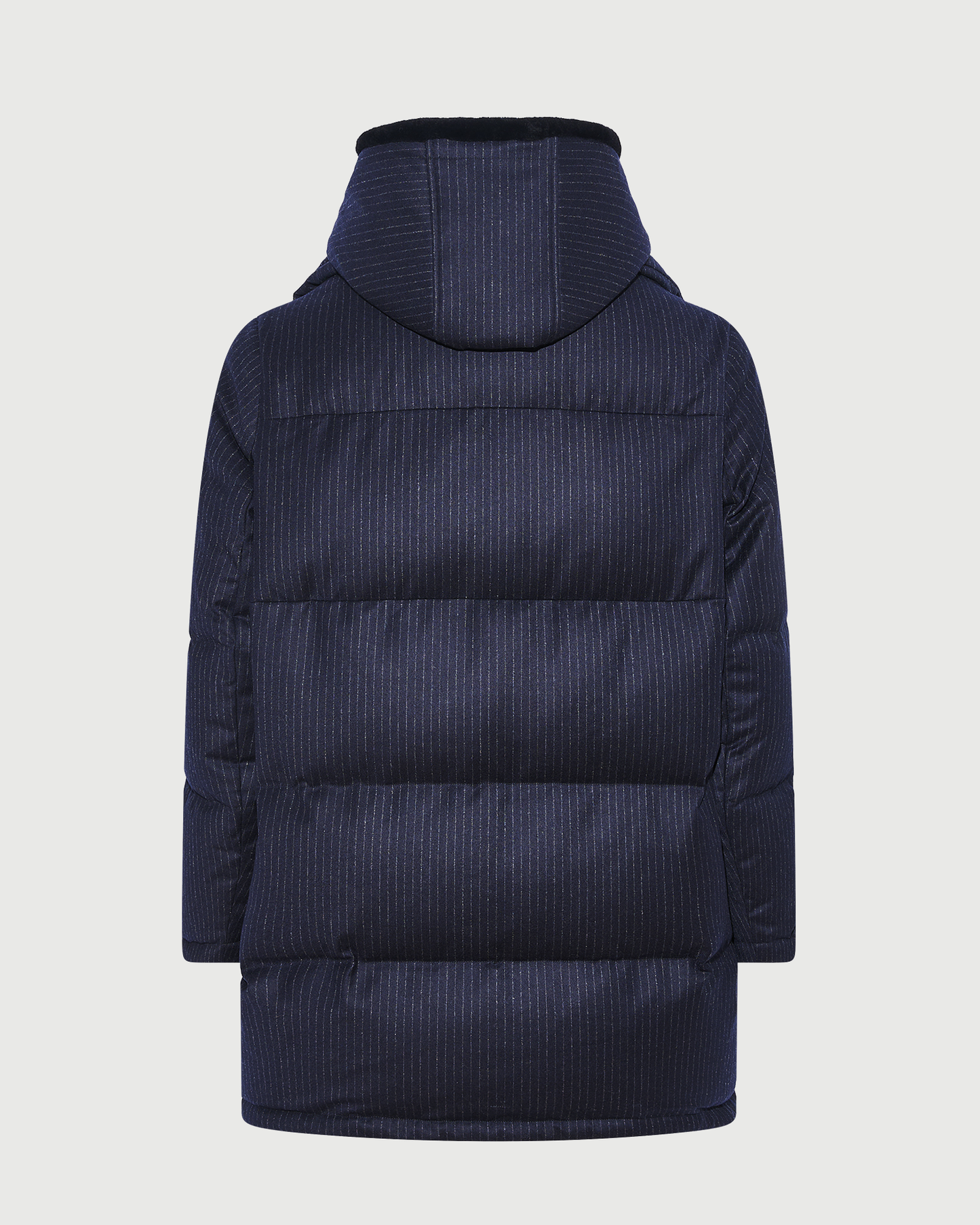 Doudoune longue en tissu jacquard Loro Piana imperméable avec plastron en fourrure de vison éjarré- Yves Salomon - Nouvelle collection Automne Hiver