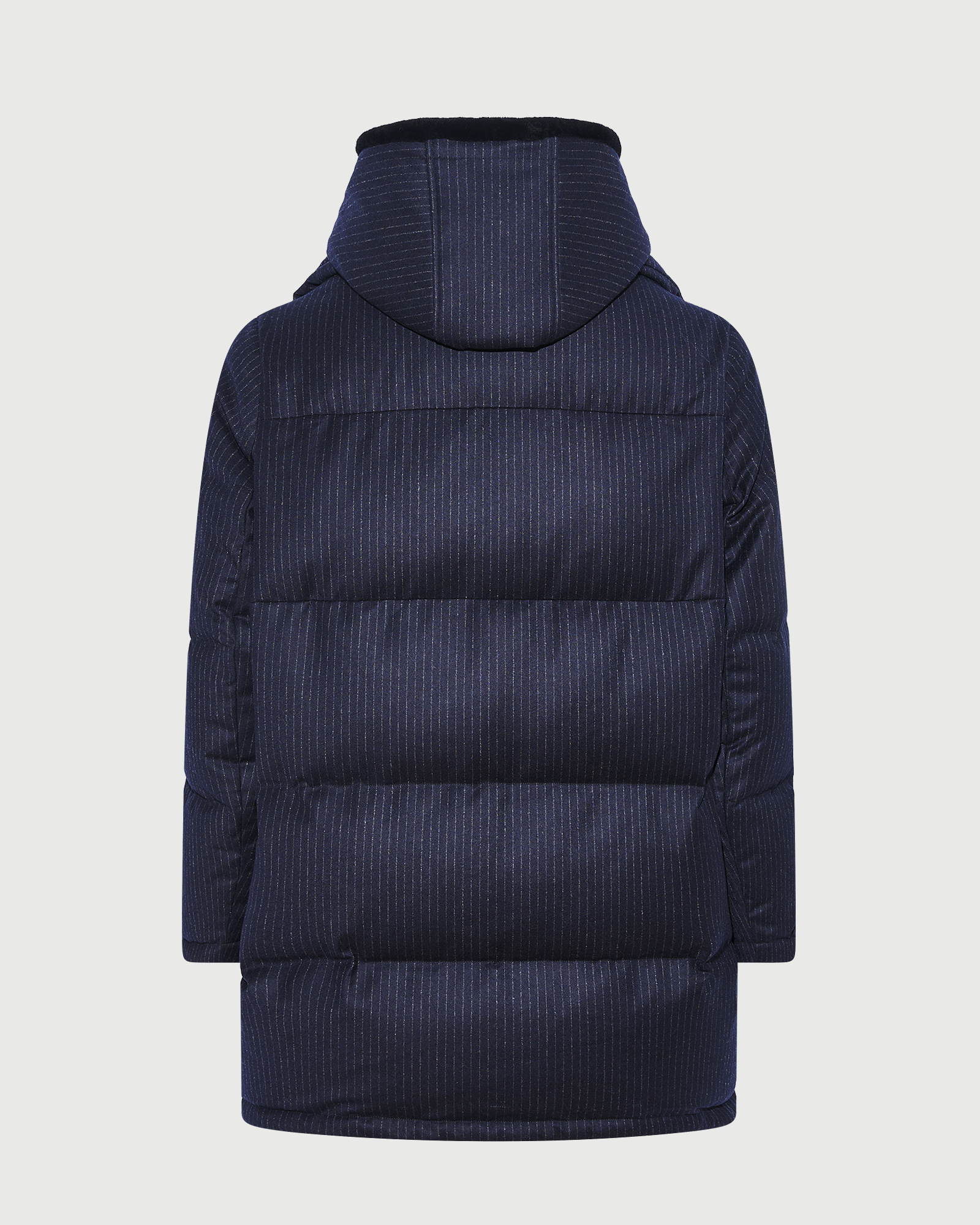 Doudoune longue en tissu jacquard Loro Piana imperméable avec plastron en fourrure de vison éjarré- Yves Salomon - Nouvelle collection Automne Hiver