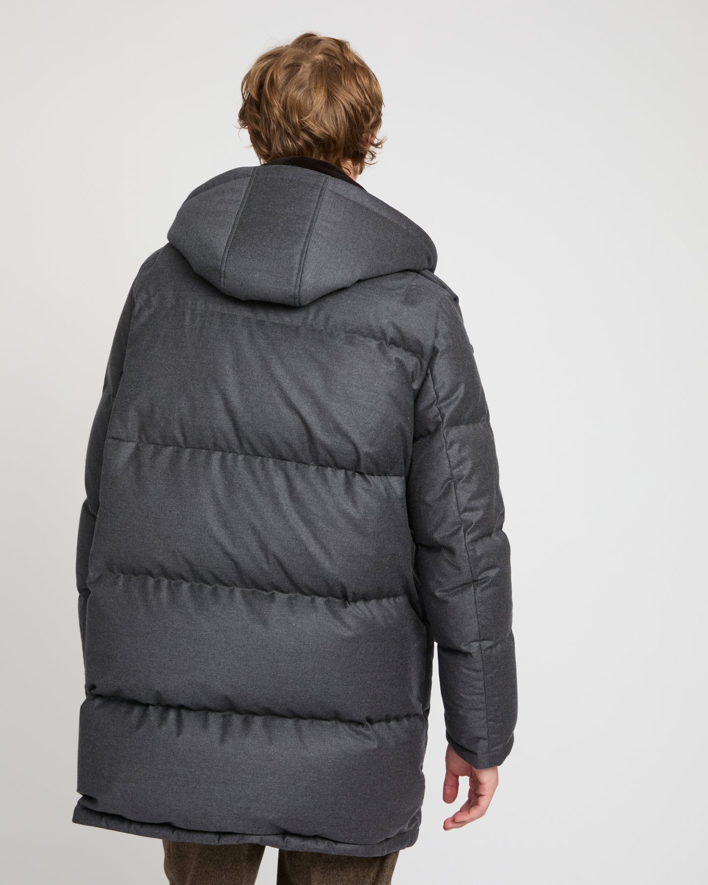 Loro Piana fabric down jacket with mink bib