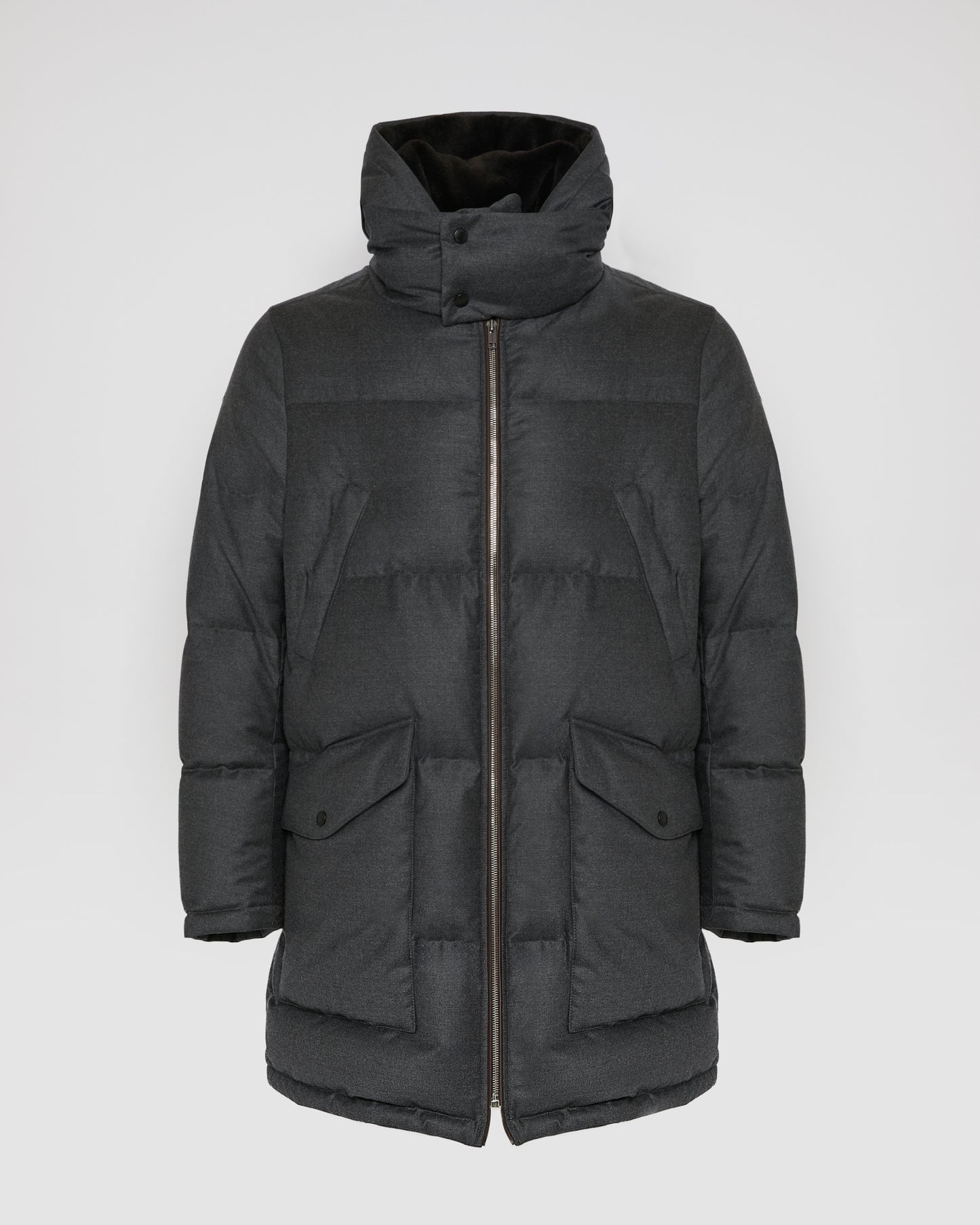 Loro Piana fabric down jacket with mink bib