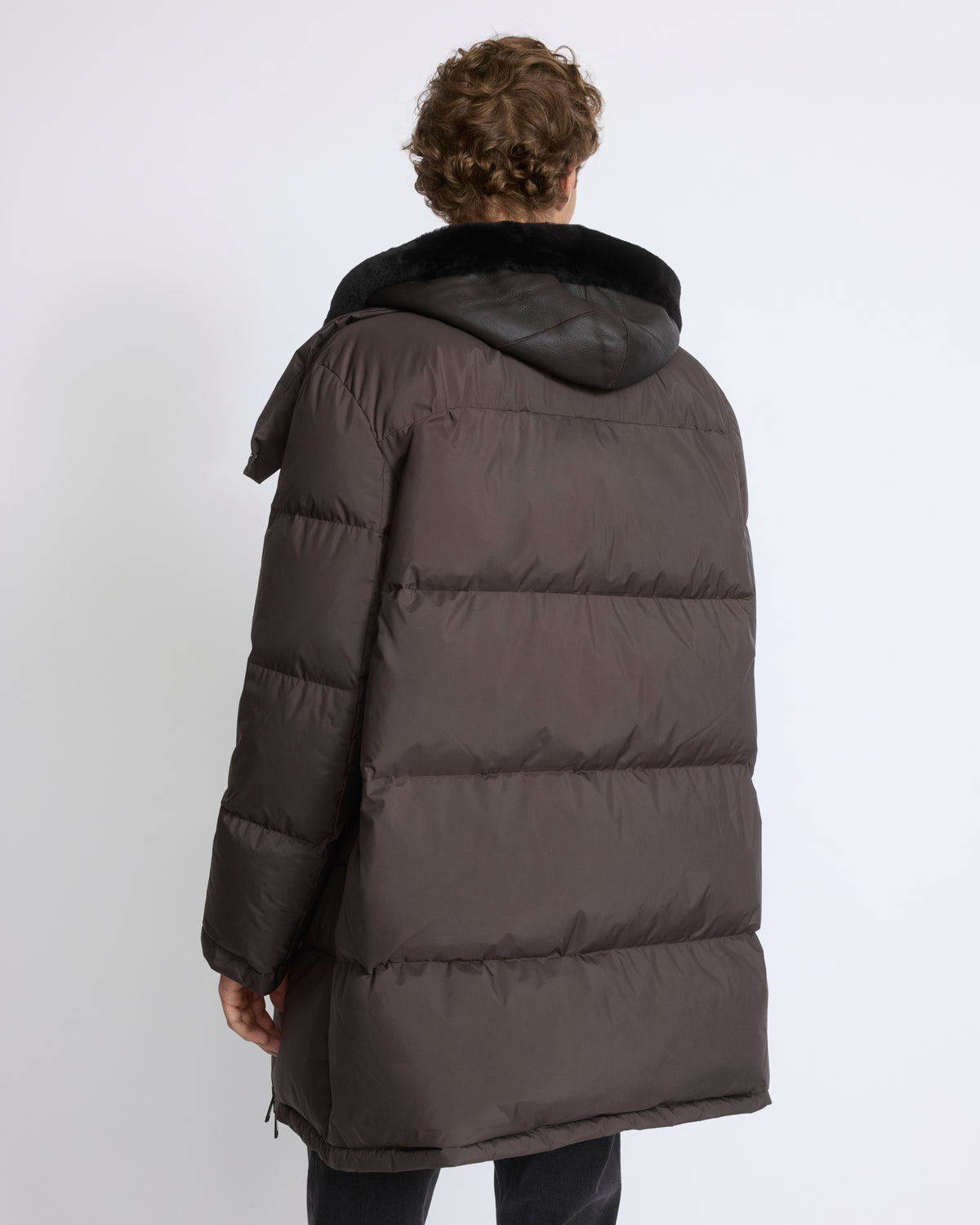 Doudoune avec plastron en peau lainée d'agneau Mérinos - Yves Salomon - Nouvelle collection Automne Hiver