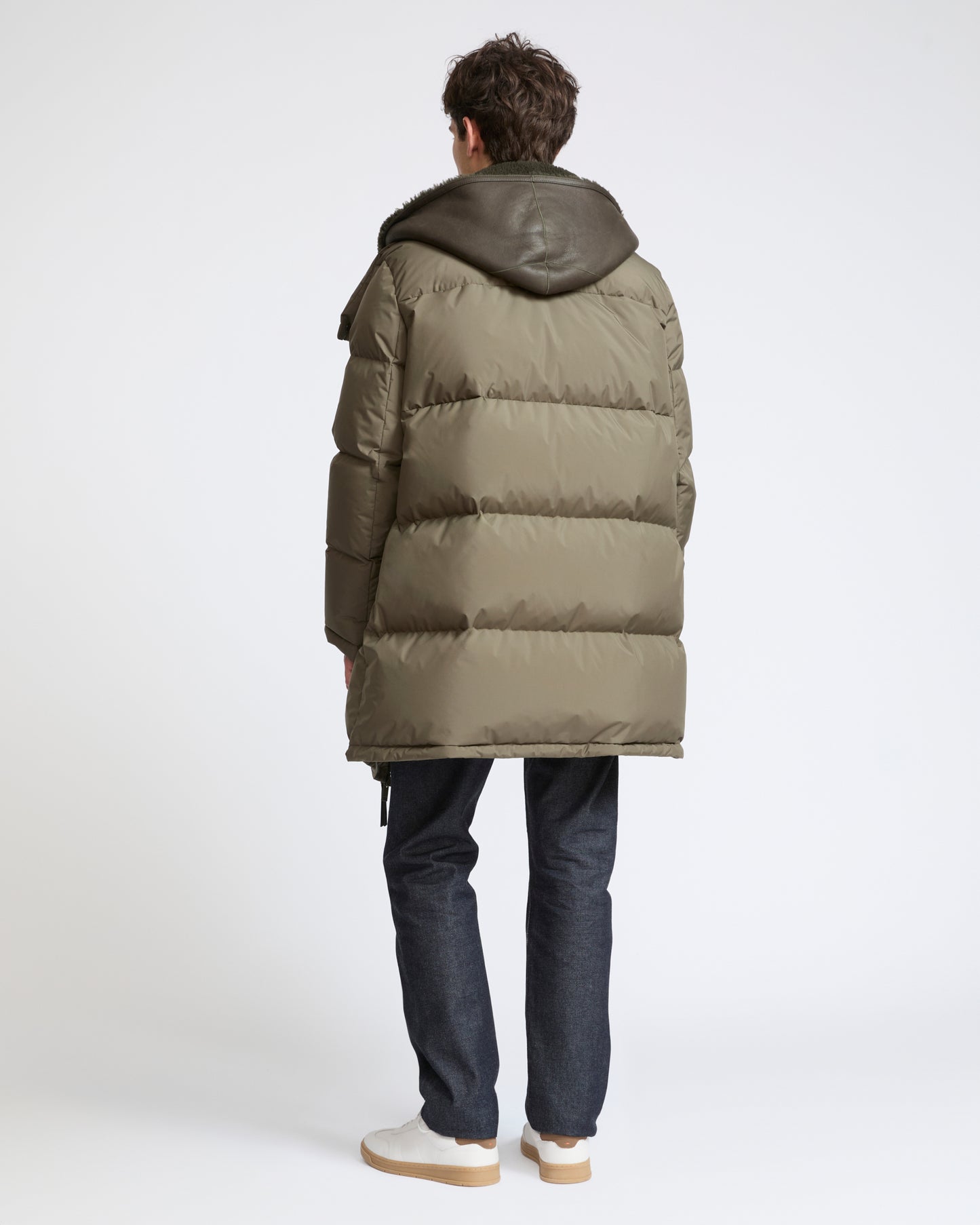 Doudoune avec plastron en peau lainée d'agneau Mérinos- Yves Salomon - Nouvelle collection Automne Hiver