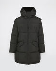 Down jacket with lambskin shearling bib