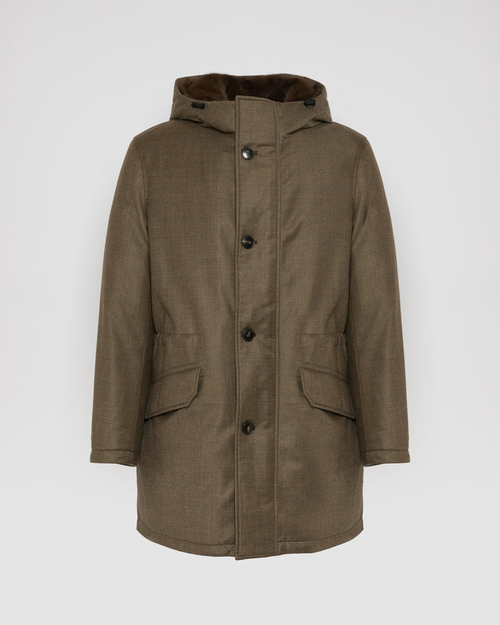 Iconic parka in Loro Piana fabric and mink fur