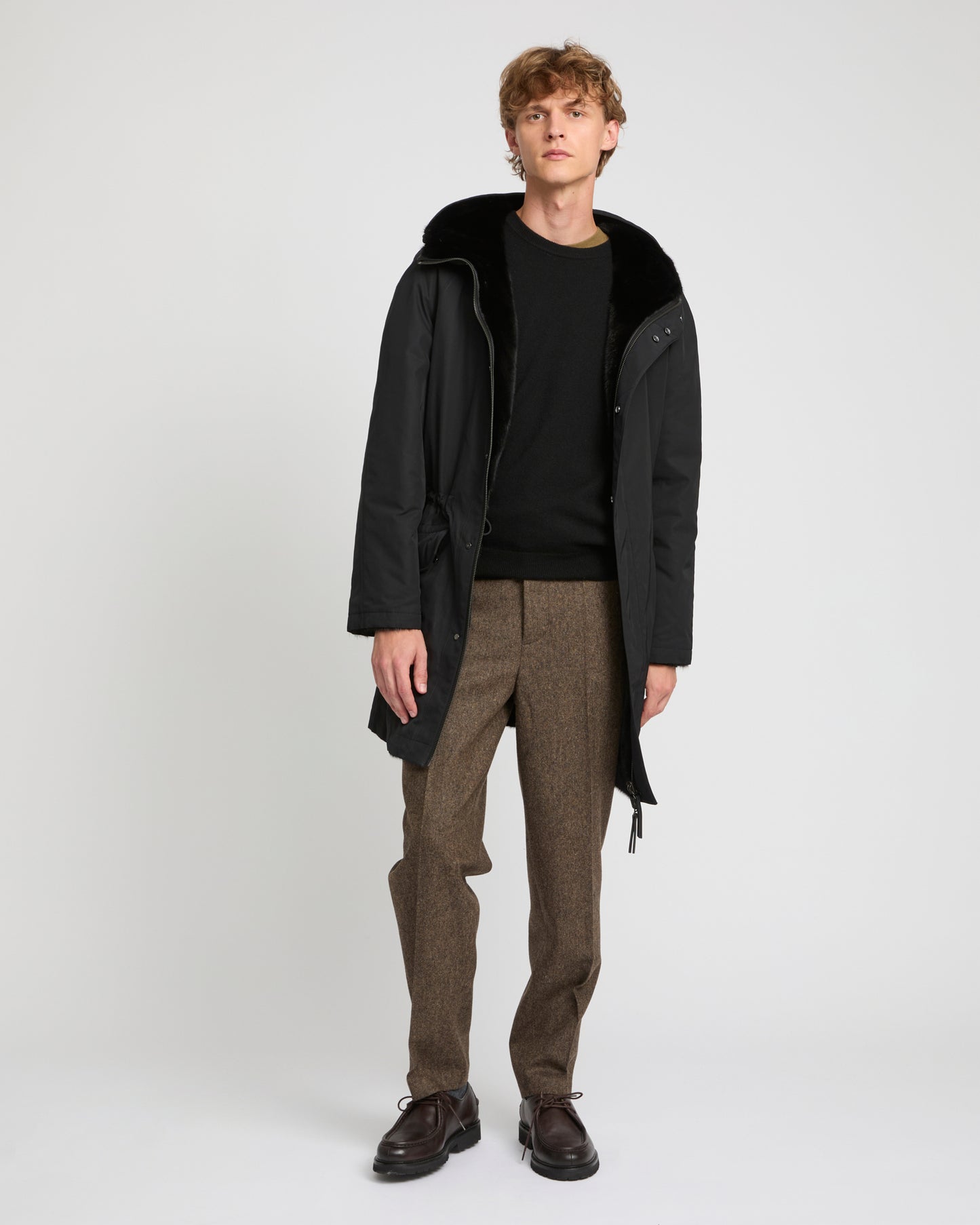 Reversible mink fur parka