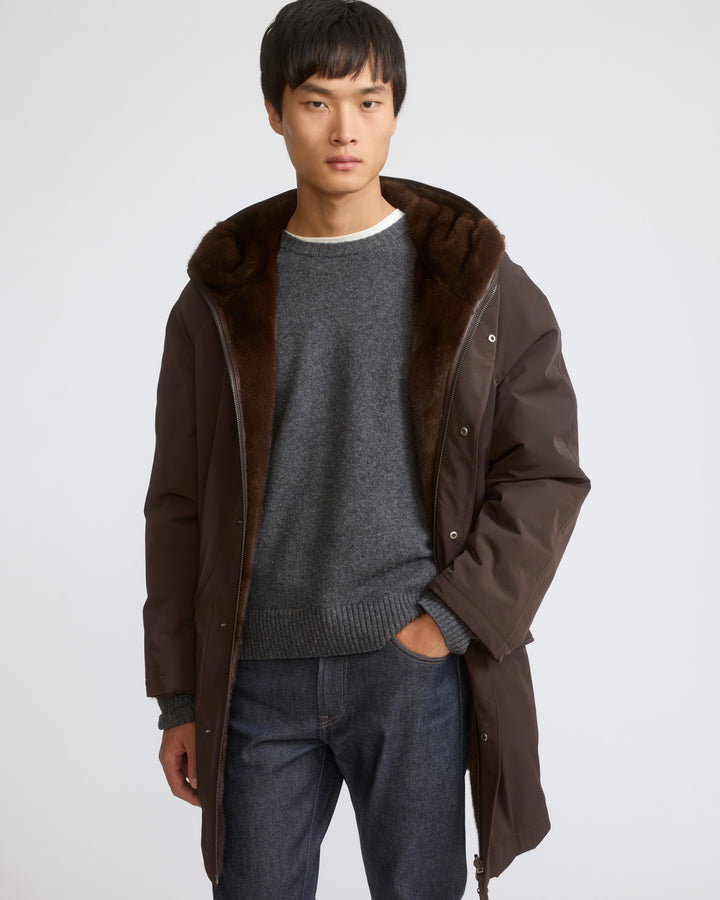 Parka réversible en fourrure de vison long poil et tissu technique - Yves Salomon - Nouvelle collection Automne Hiver