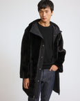 Parka réversible en fourrure de vison long poil et tissu technique