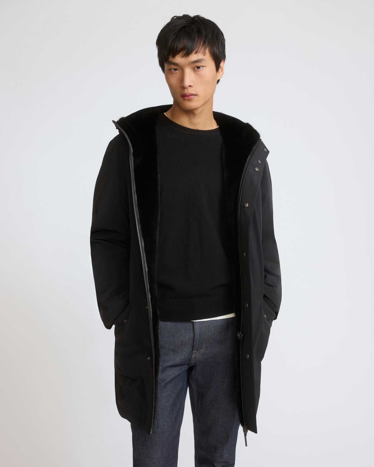 Parka réversible en fourrure de vison long poil et tissu technique - Yves Salomon - Nouvelle collection Automne Hiver