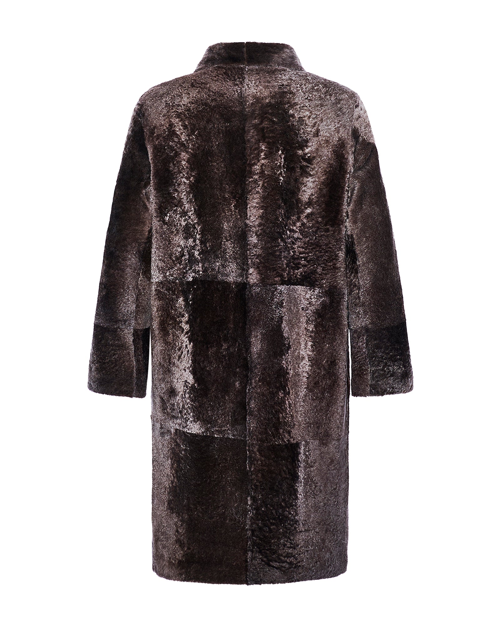 Manteau 7/8 en peau lainée d'agneau Lacon chiné -Yves Salomon