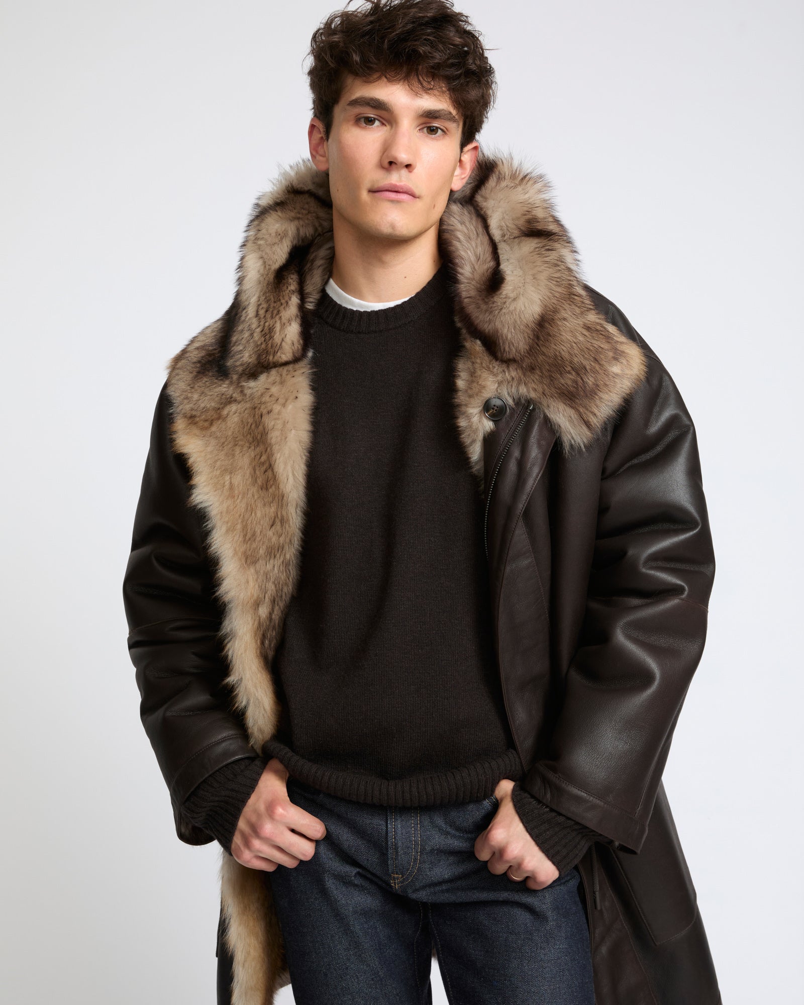 Parka réversible en peau lainée Toscane façon fourrure- Yves Salomon - Nouvelle collection Automne Hiver
