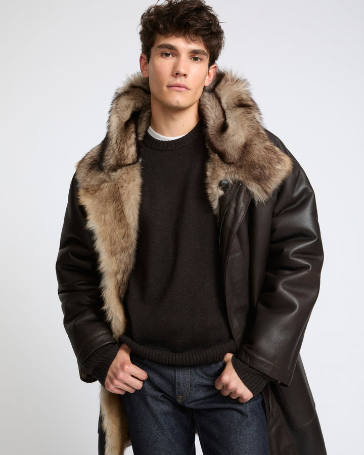Parka réversible en peau lainée Toscane façon fourrure- Yves Salomon - Nouvelle collection Automne Hiver