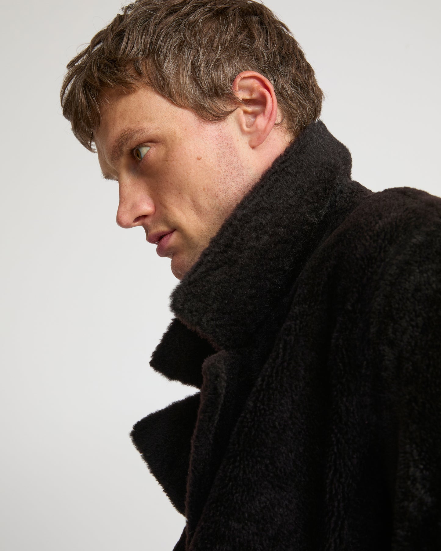 Manteau 7/8 en peau lainée d'agneau Lacon chiné -Yves Salomon