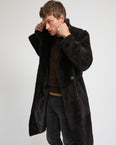 Manteau 7/8 en peau lainée d'agneau Lacon chiné