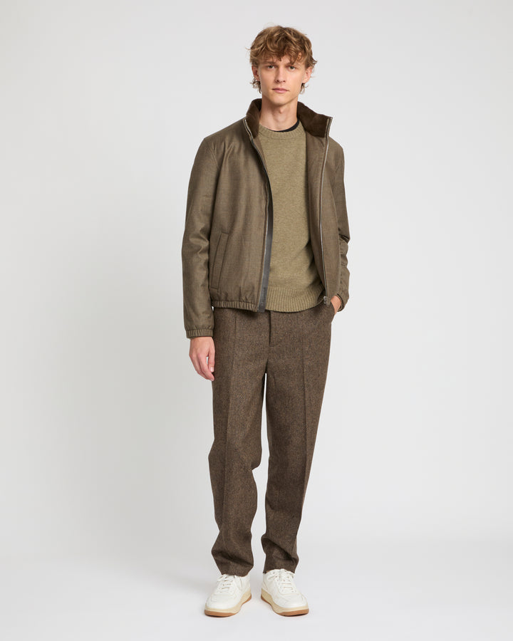 Loro Piana wool-silk blend jacket with sheared mink collar.