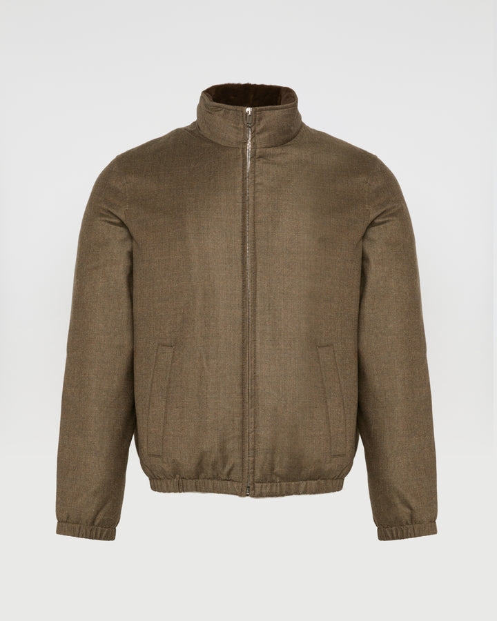 Loro Piana wool-silk blend jacket with sheared mink collar.