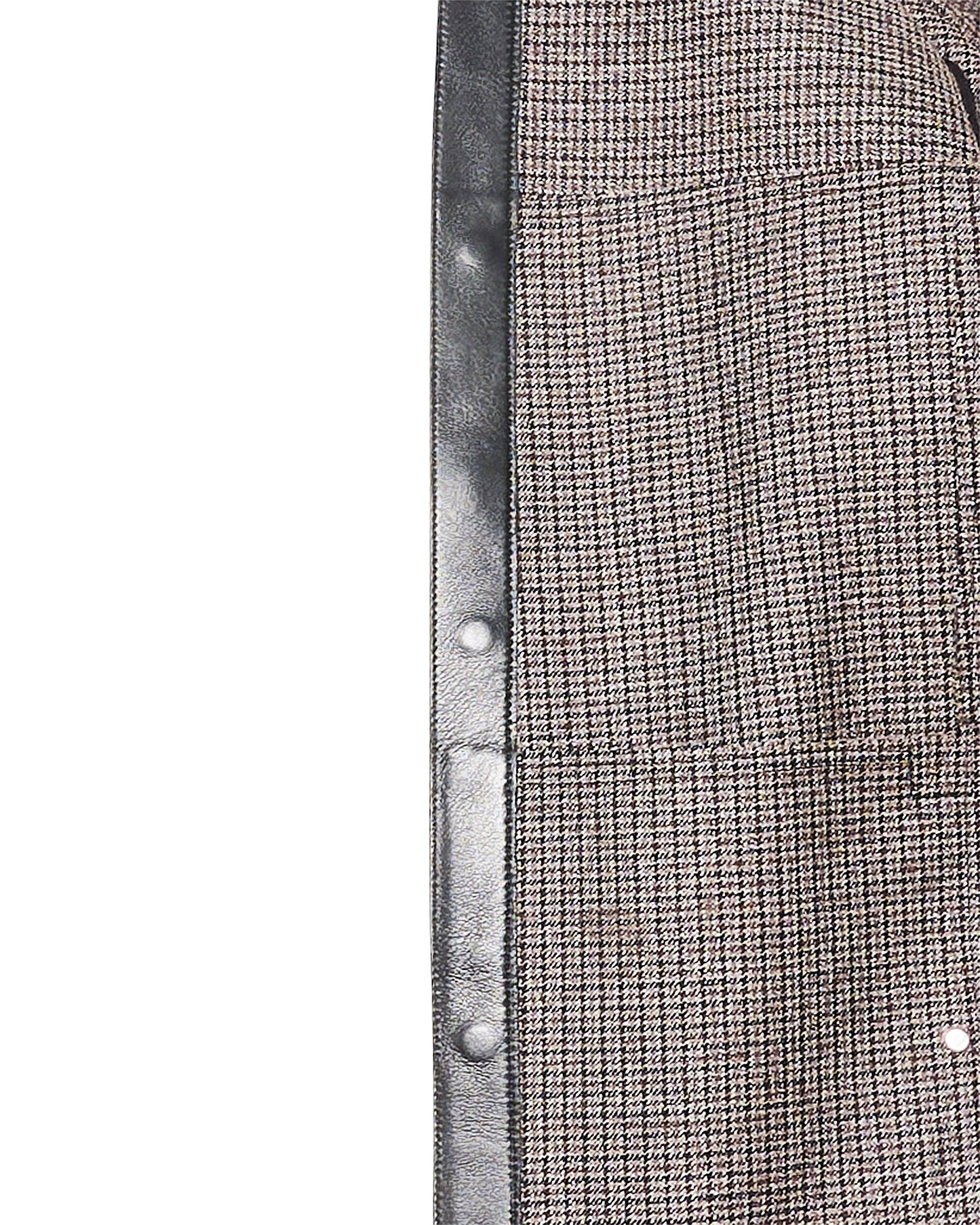 Veste à capuche en cuir d'agneau doublé flanelle motif pied-de-poule