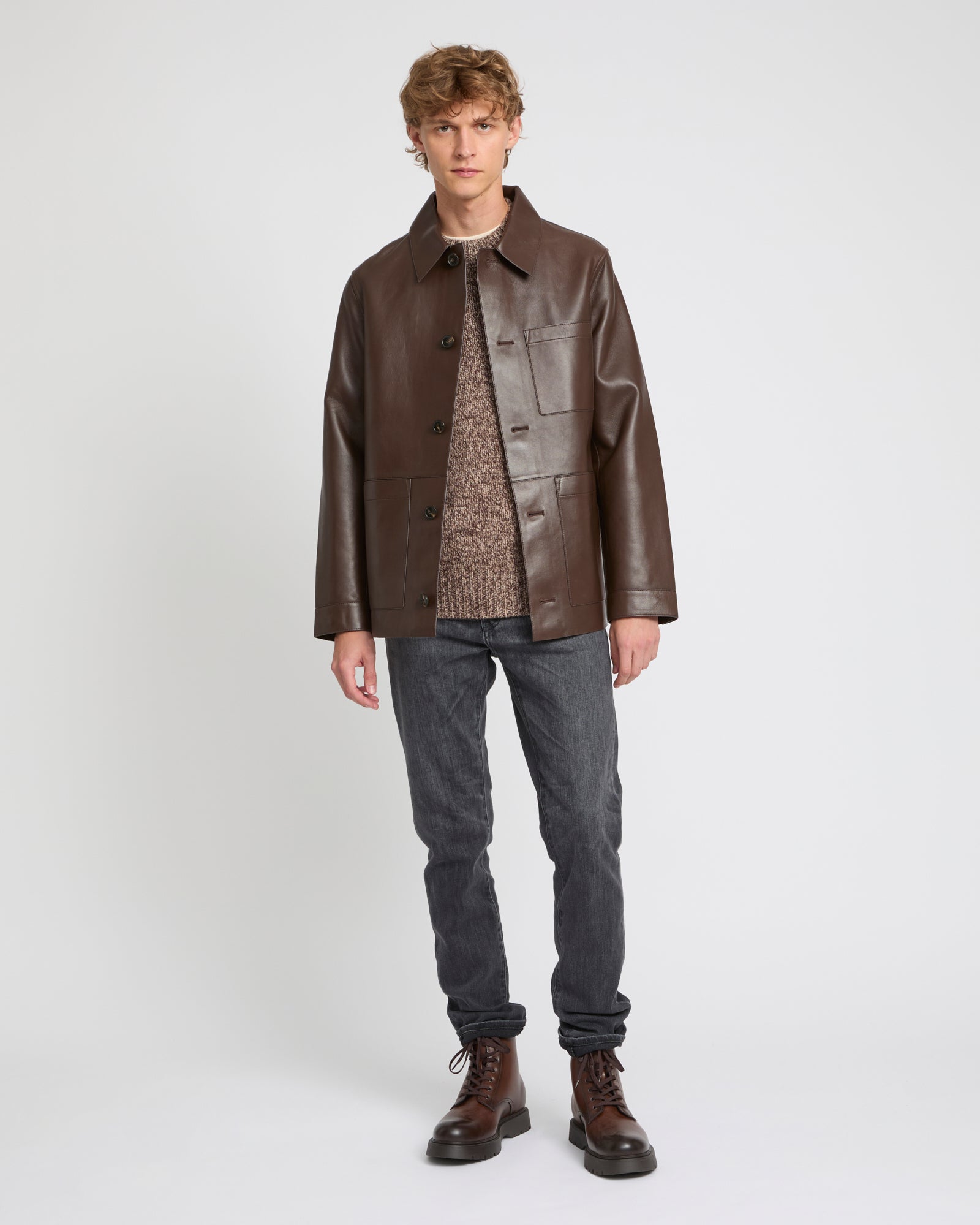 YVES SALOMON パープル　ファーショートコート Cropped feather jacket - Purple - Yves Salomon