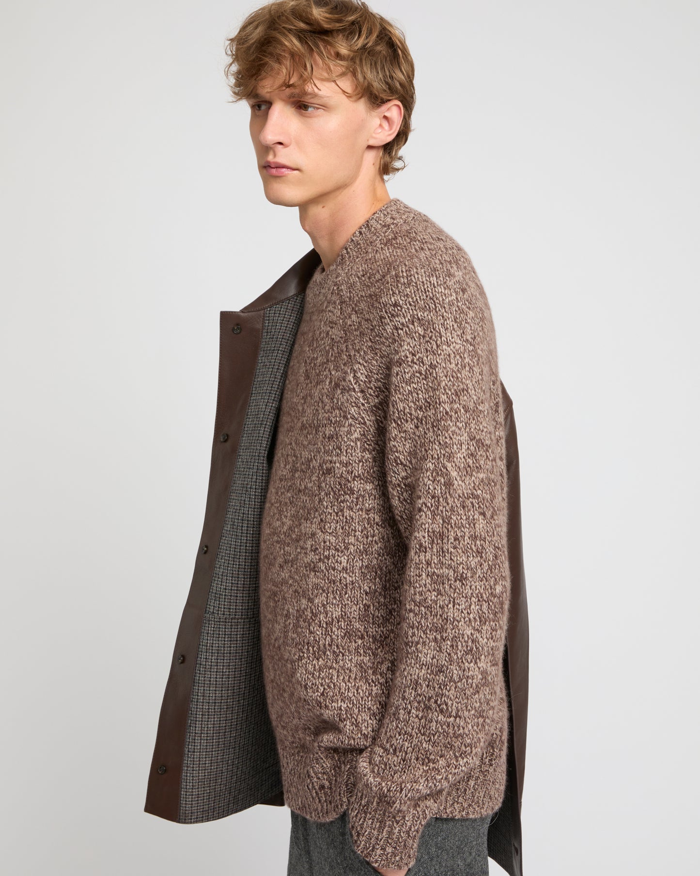 Flannel lined leather overshirt