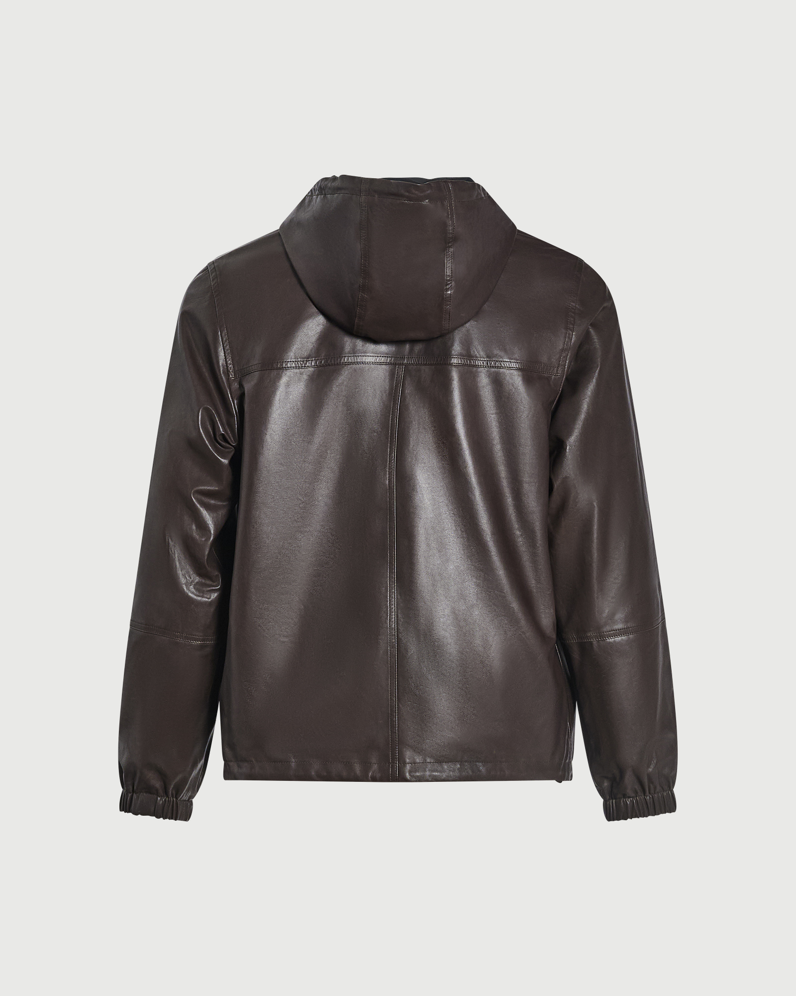Veste hoodie en cuir de baby calf réversible- Yves Salomon - Nouvelle collection Automne Hiver