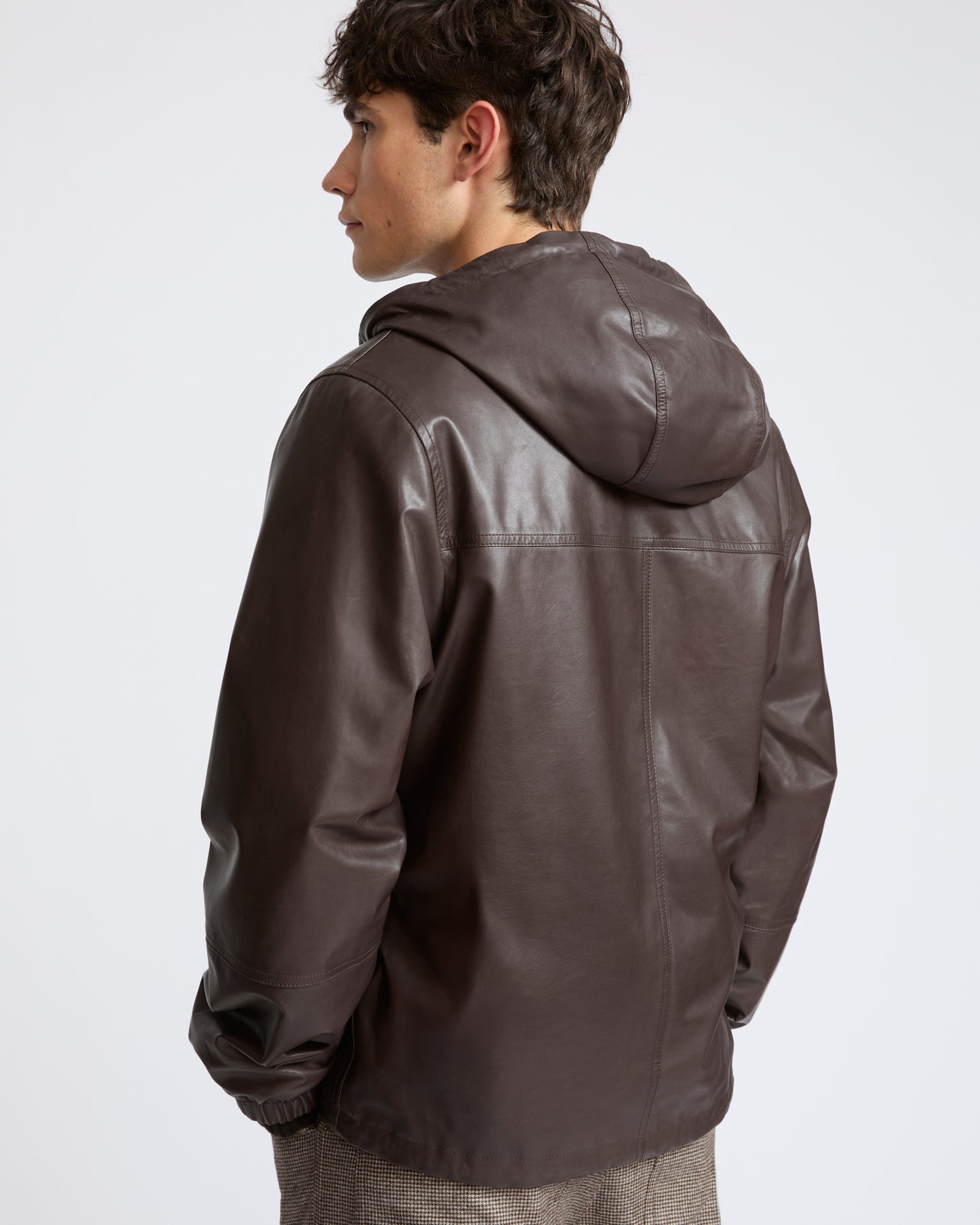 Veste hoodie en cuir de baby calf réversible- Yves Salomon - Nouvelle collection Automne Hiver