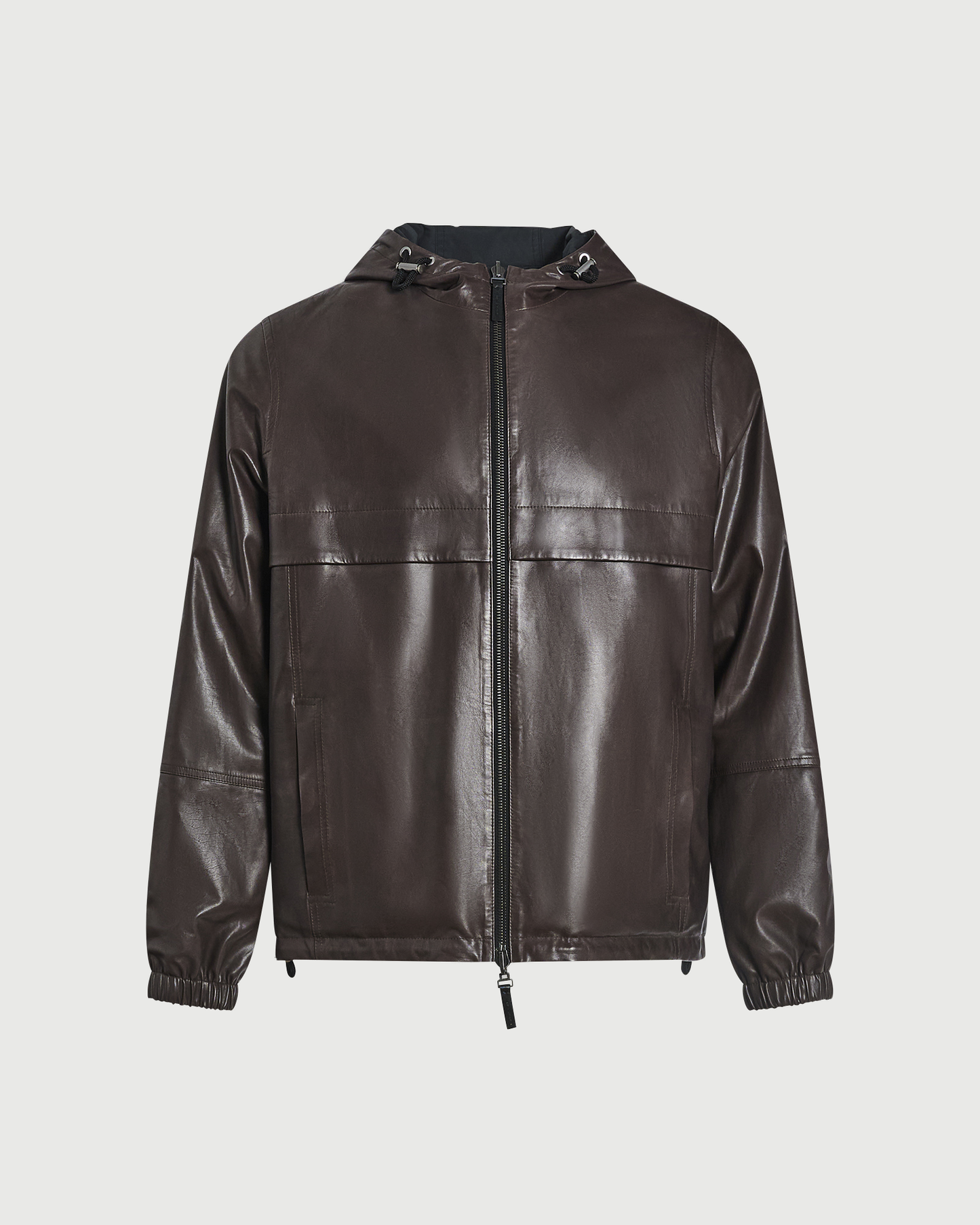 Veste hoodie en cuir de baby calf réversible- Yves Salomon - Nouvelle collection Automne Hiver