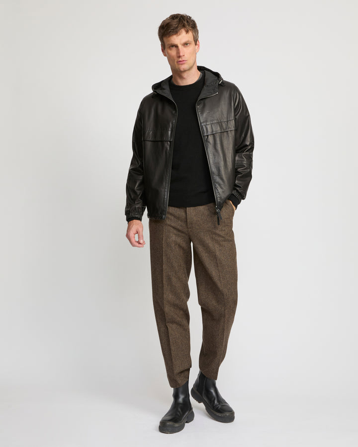 Hoody en cuir de baby calf réversible -Yves Salomon