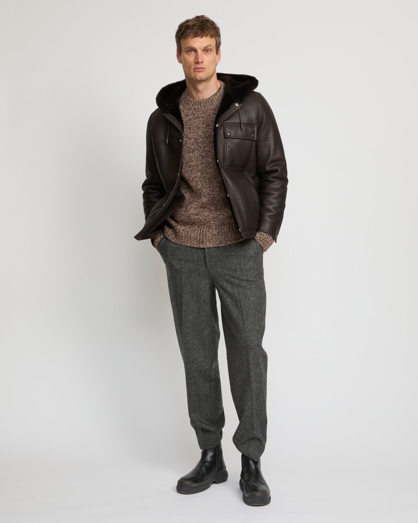 Merino lambskin shearling hoodie