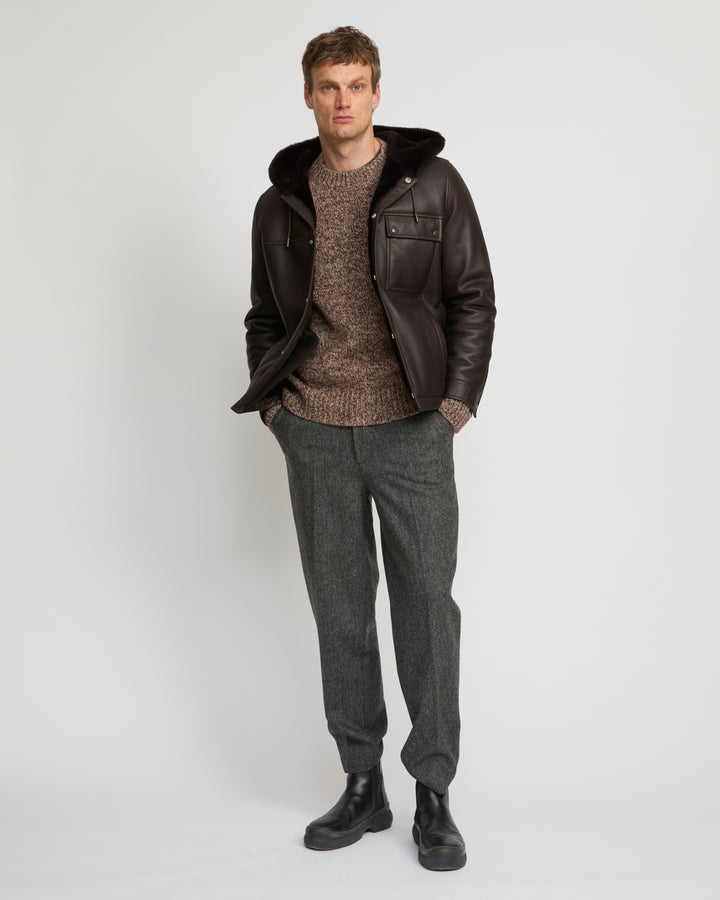 Merino lambskin shearling hoodie