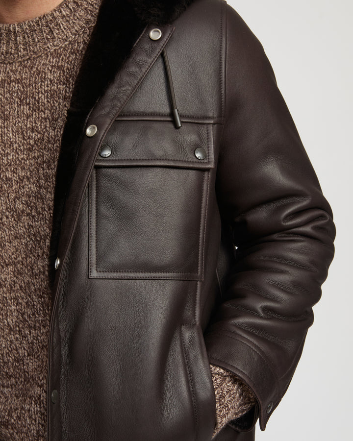 Merino lambskin shearling hoodie