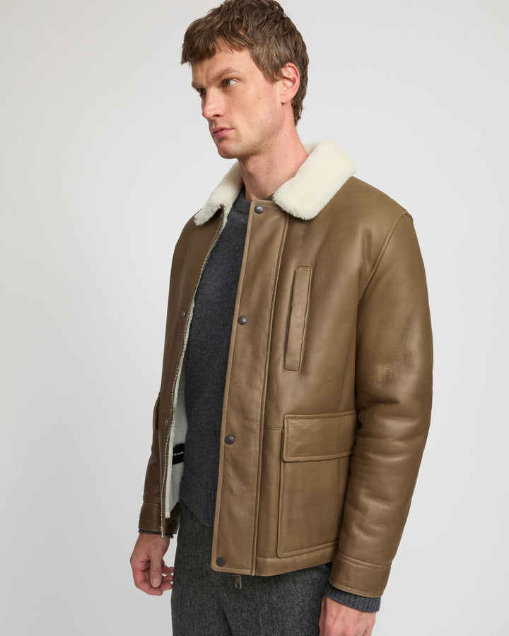 Silky lambskin shearling jacket