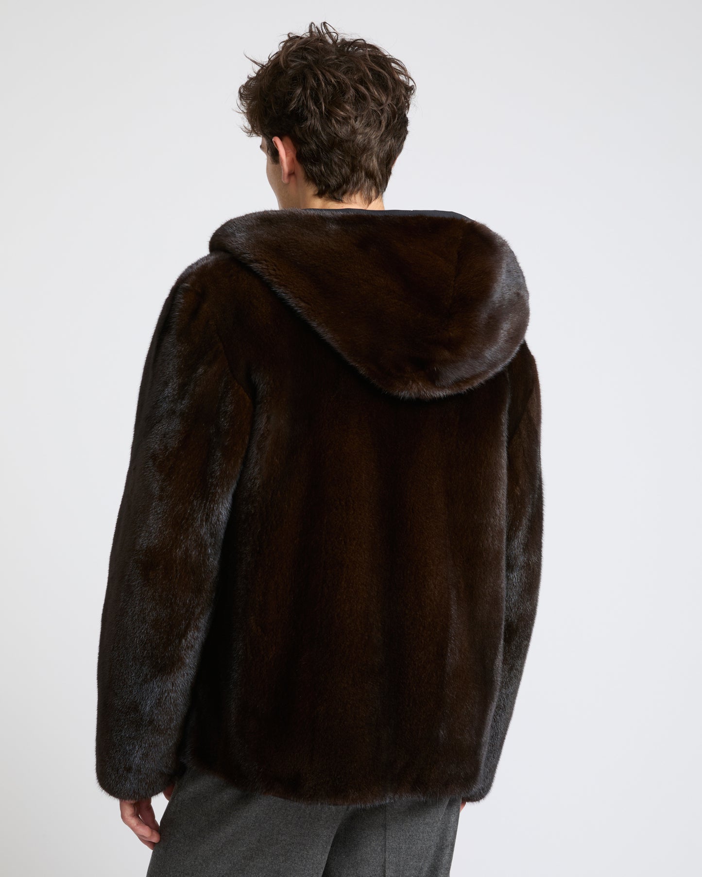 Veste réversible à capuche en fourrure de vison long poil et tissu technique- Yves Salomon - Nouvelle collection Automne Hiver