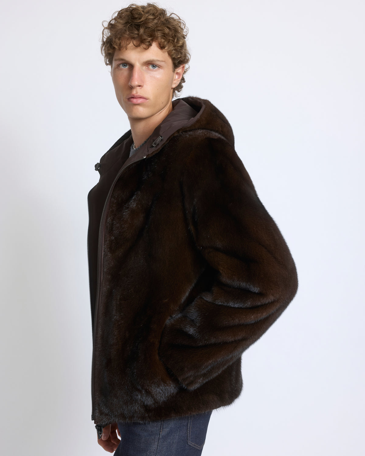 Veste réversible à capuche en fourrure de vison long poil et tissu technique - Yves Salomon - Nouvelle collection Automne Hiver