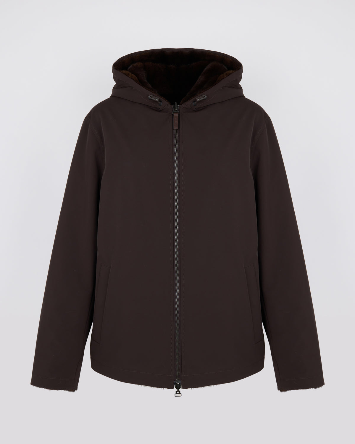 Veste réversible à capuche en fourrure de vison long poil et tissu technique - Yves Salomon - Nouvelle collection Automne Hiver