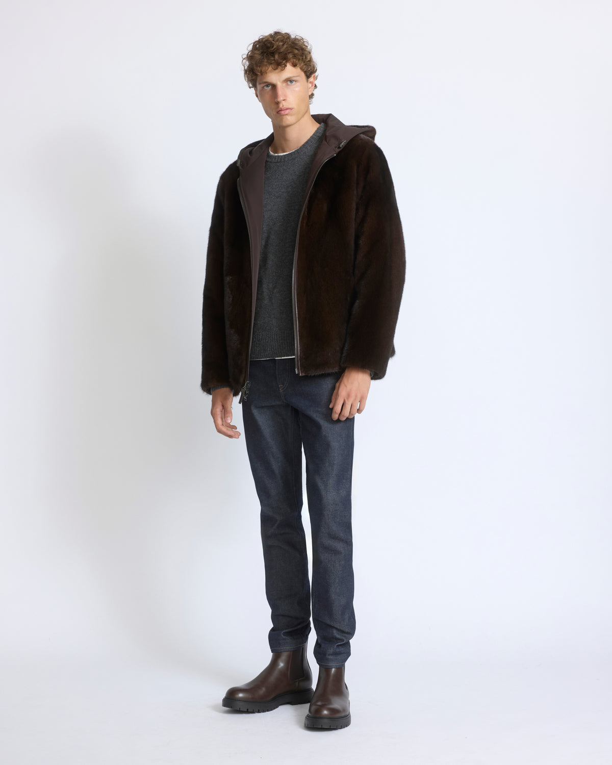 Veste réversible à capuche en fourrure de vison long poil et tissu technique - Yves Salomon - Nouvelle collection Automne Hiver