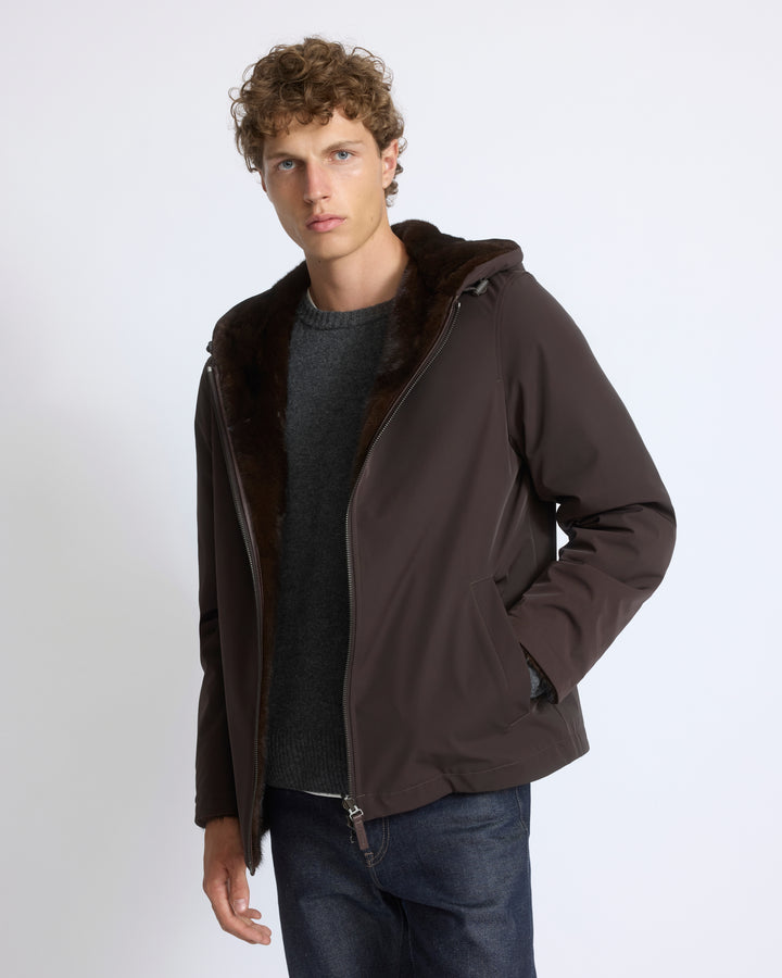 Veste réversible à capuche en fourrure de vison long poil et tissu technique - Yves Salomon - Nouvelle collection Automne Hiver