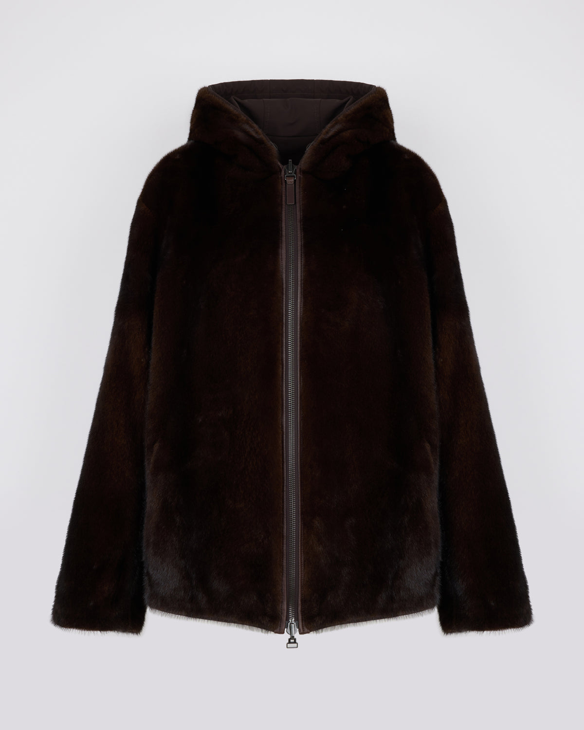 Veste réversible à capuche en fourrure de vison long poil et tissu technique - Yves Salomon - Nouvelle collection Automne Hiver