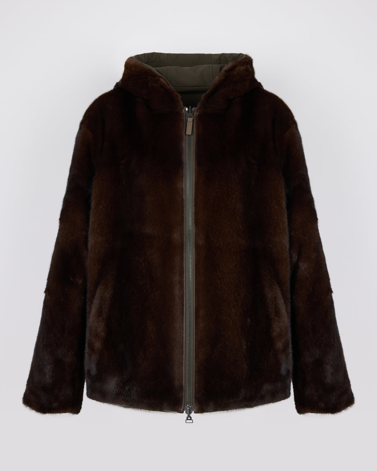 Veste réversible à capuche en fourrure de vison long poil et tissu technique - Yves Salomon - Nouvelle collection Automne Hiver