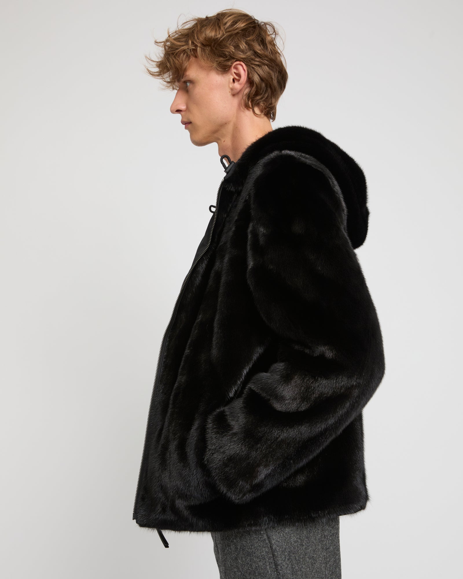 Reversible Hooded Jacket in Mink Fur and Technical Fabric – Yves