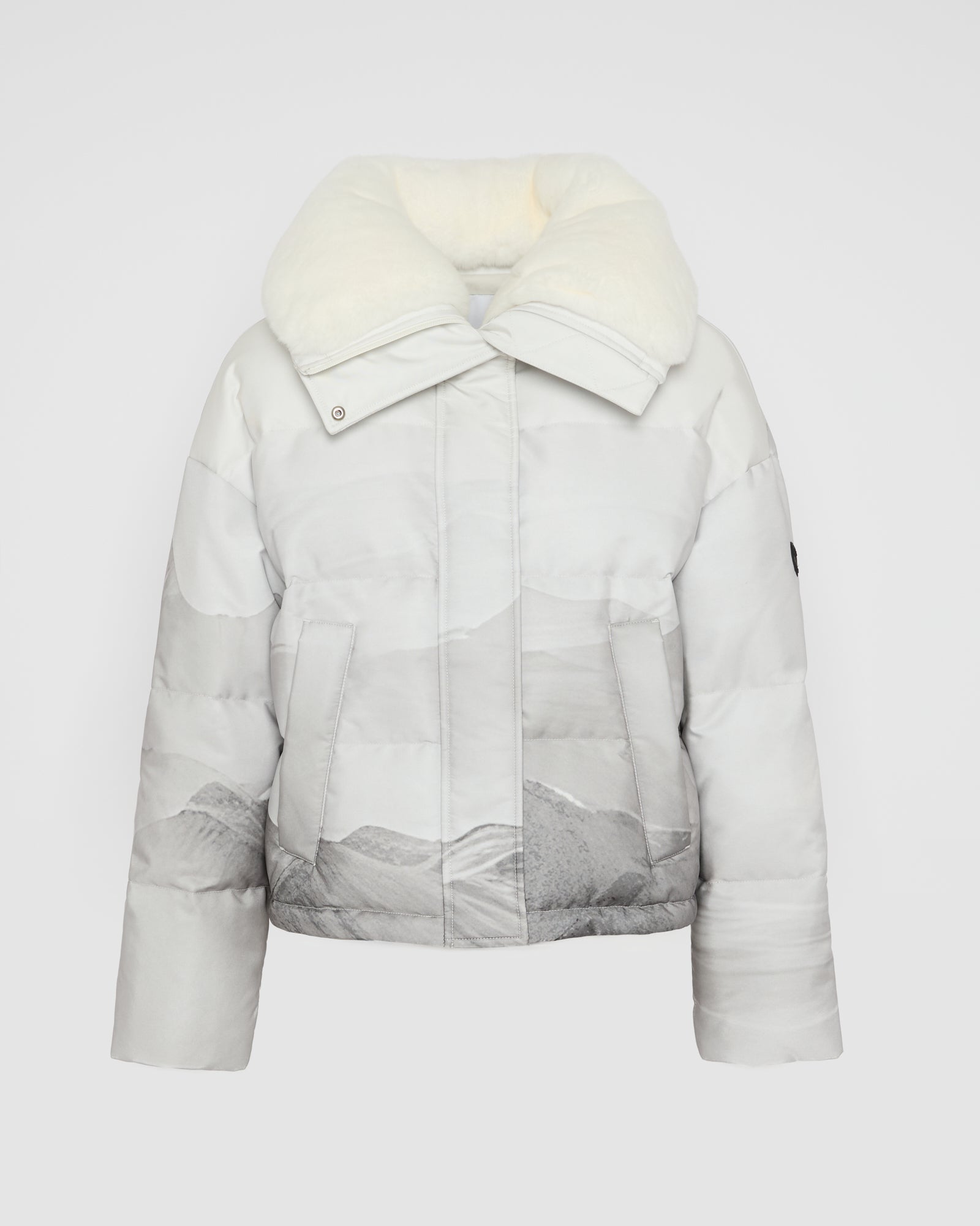 Doudoune courte en tissu waterproof garniture fourrure de lapin rex -Yves Salomon