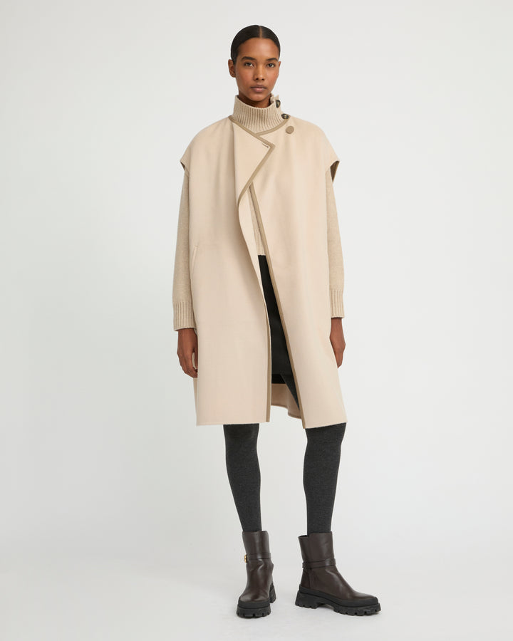 Double-sided cashmere-blend belted cape