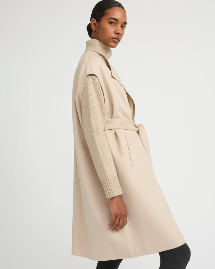 Double-sided cashmere-blend belted cape