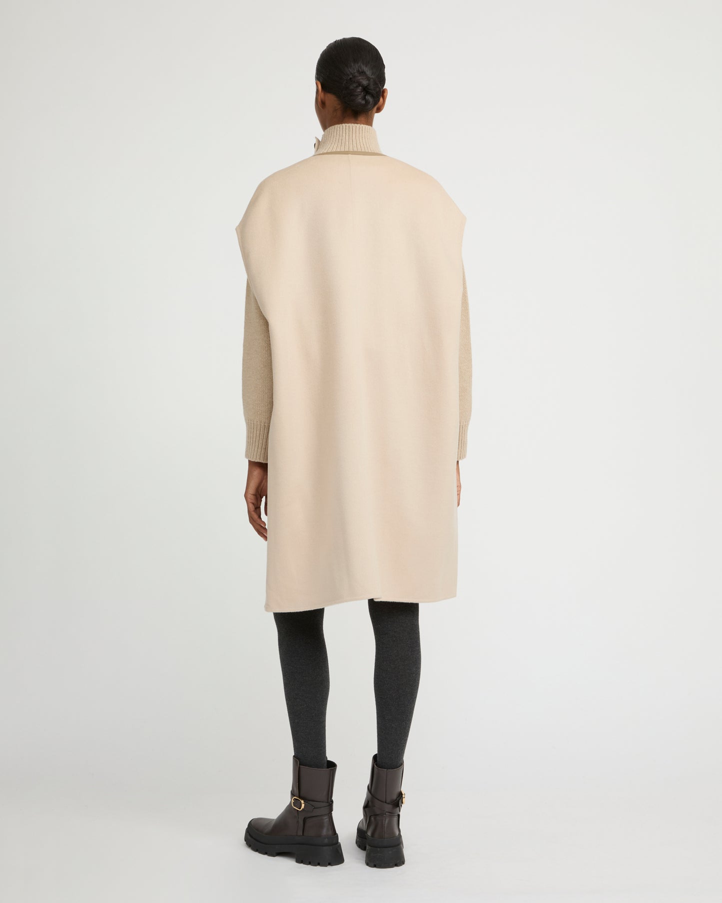 Double-sided cashmere-blend belted cape