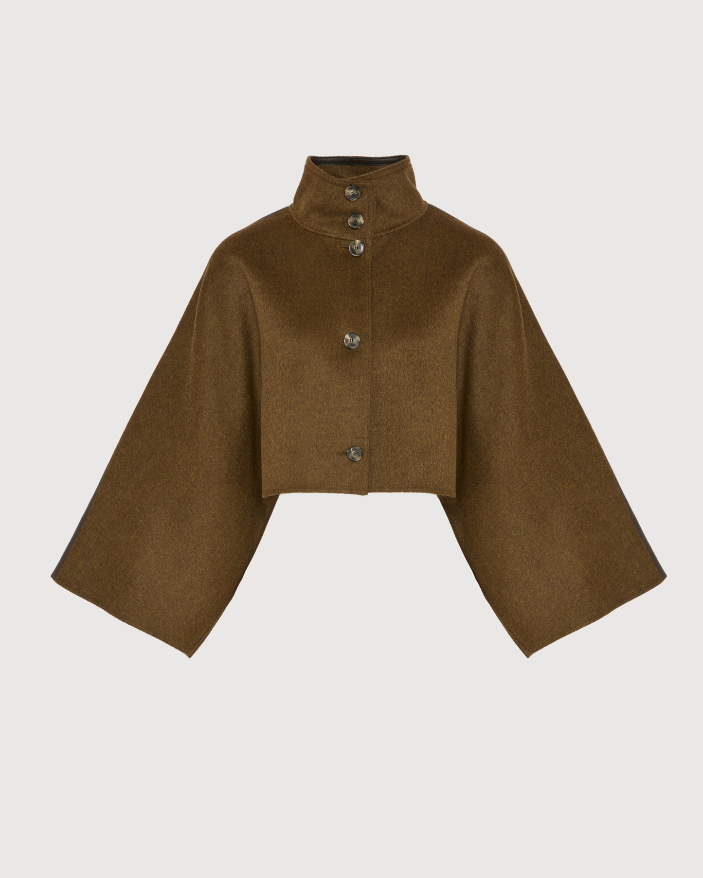 Double-sided cashmere-blend cropped cape jacket