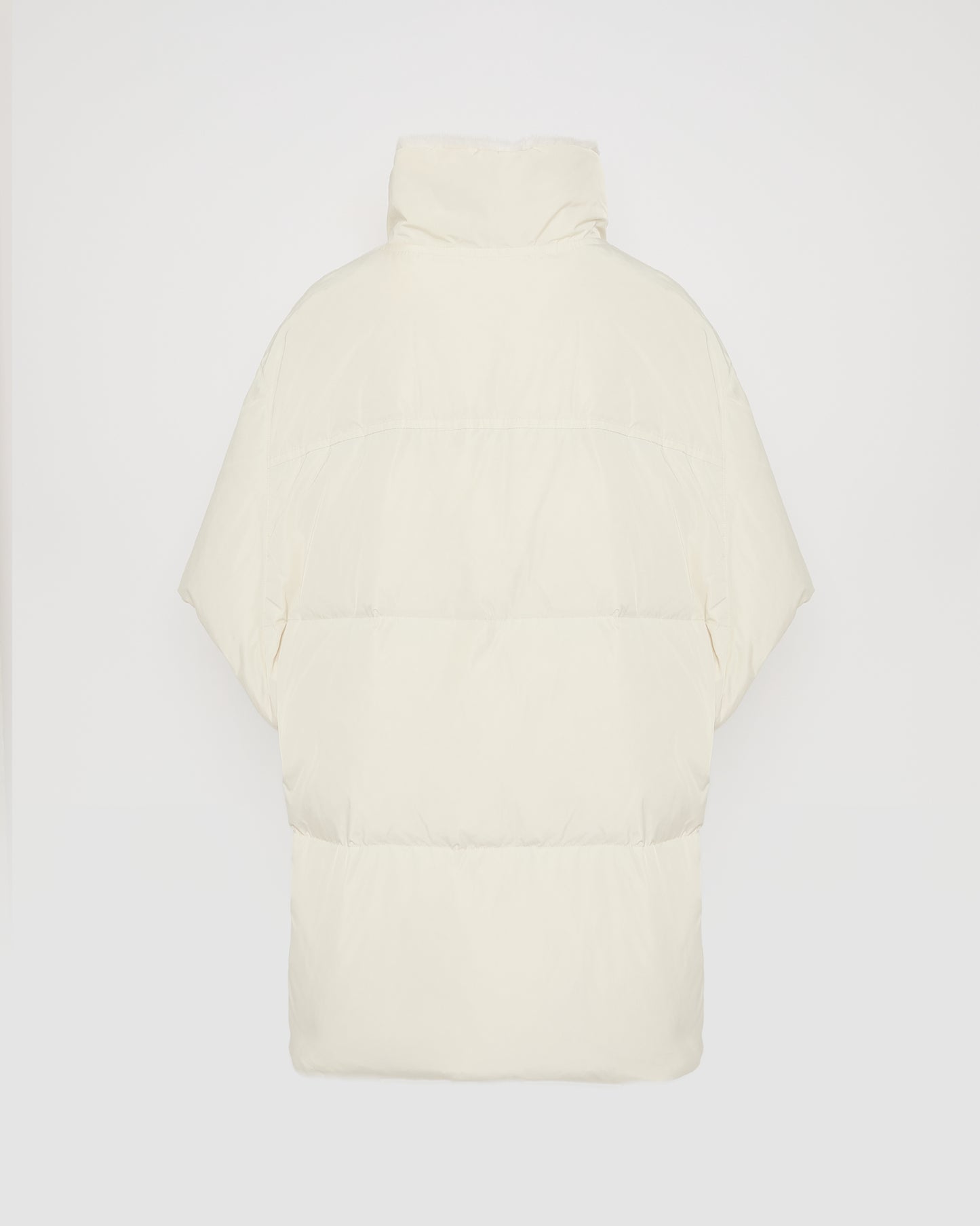 Doudoune cape en tissu technique avec col montant et intérieur en fourrure de vison