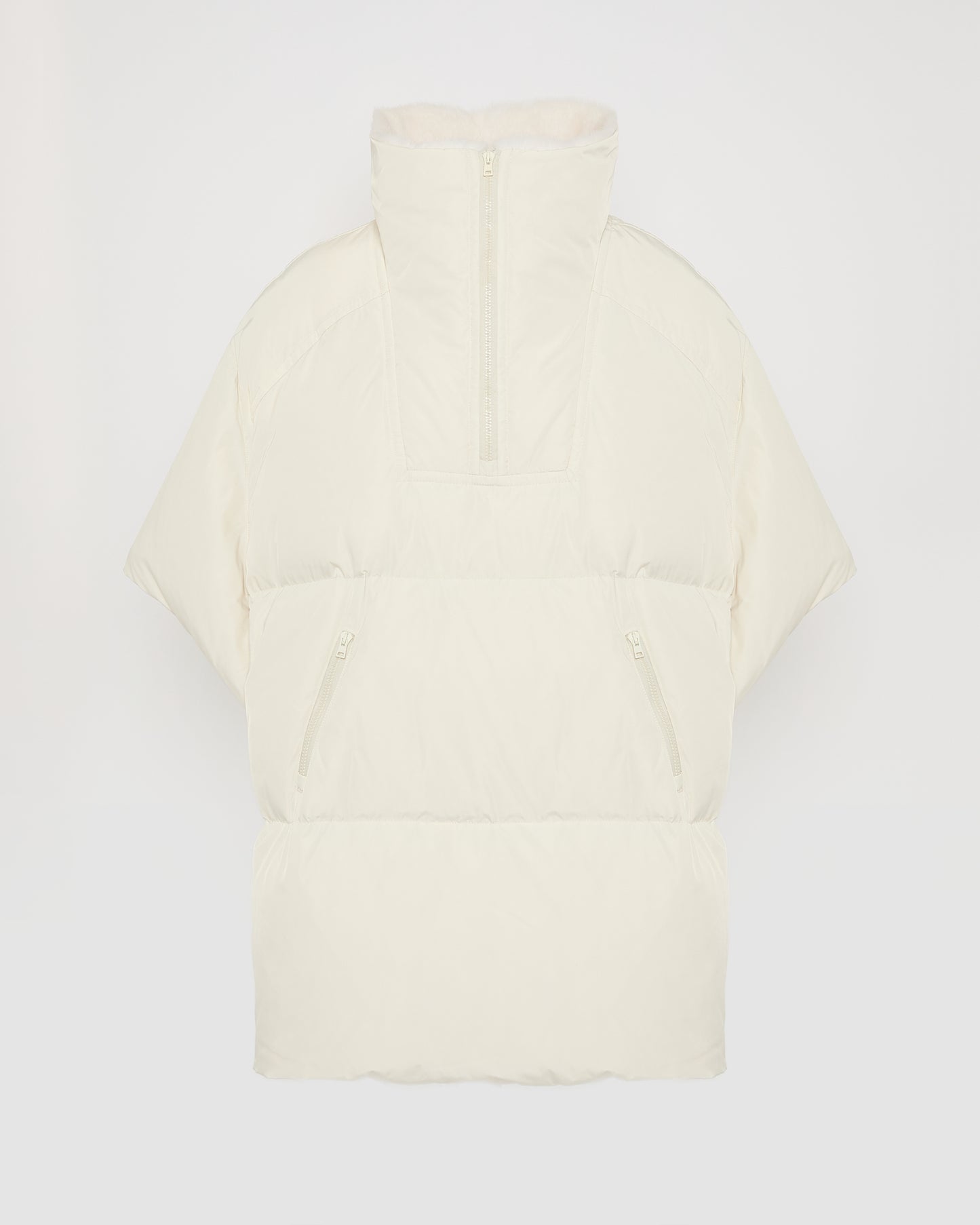 Doudoune cape en tissu technique avec col montant et intérieur en fourrure de vison