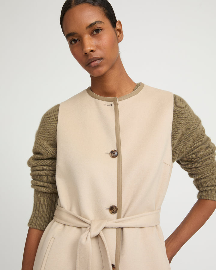 Long double-sided cashmere-blend gilet
