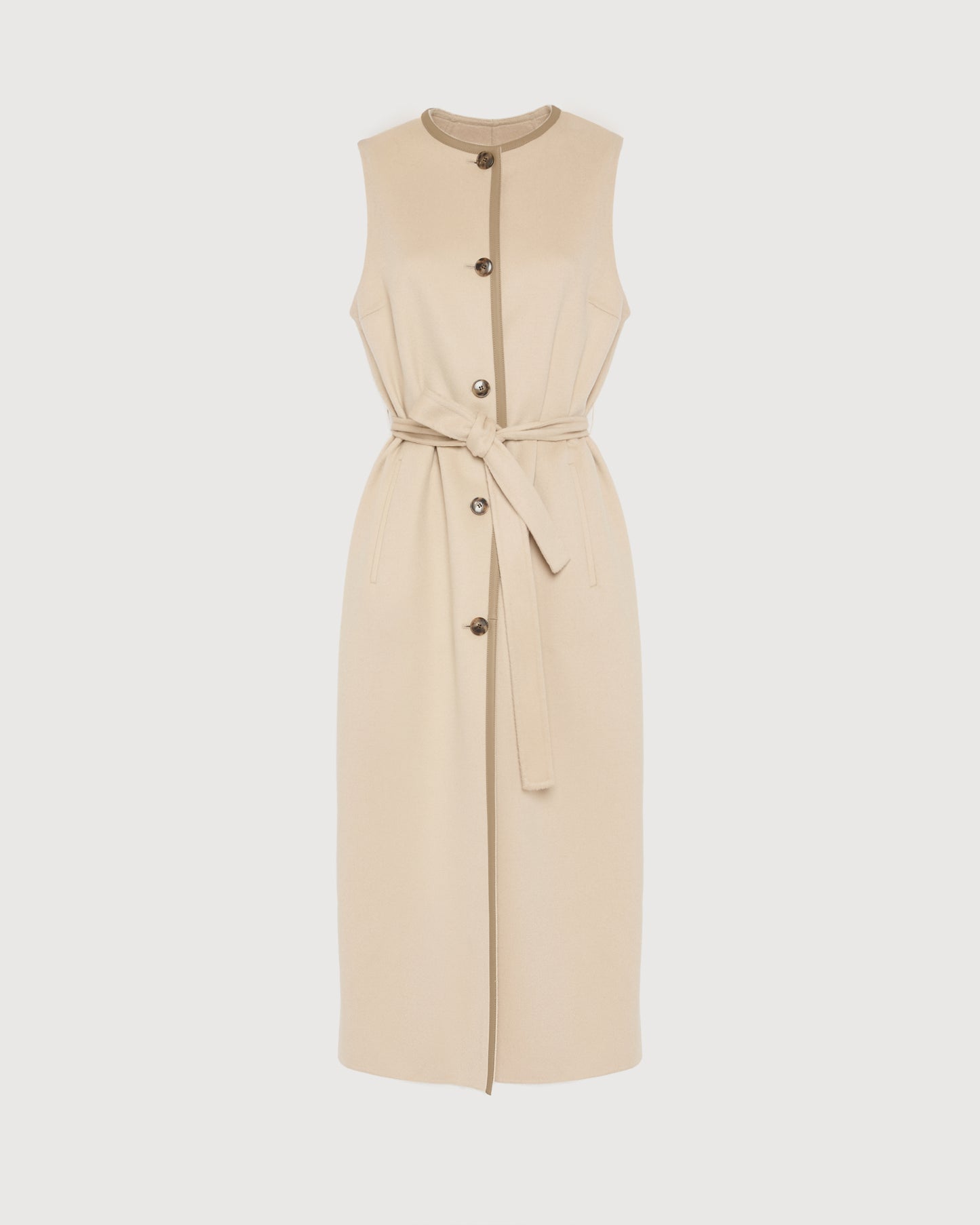 Long double-sided cashmere-blend gilet