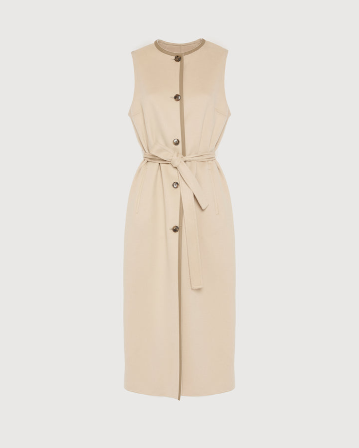 Long double-sided cashmere-blend gilet
