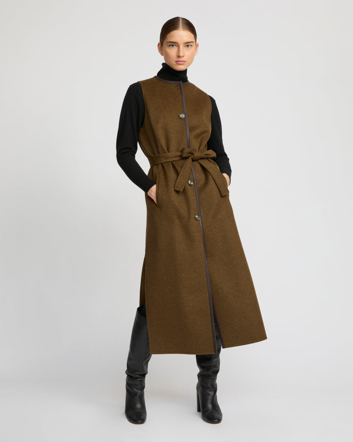Long double-sided cashmere-blend gilet